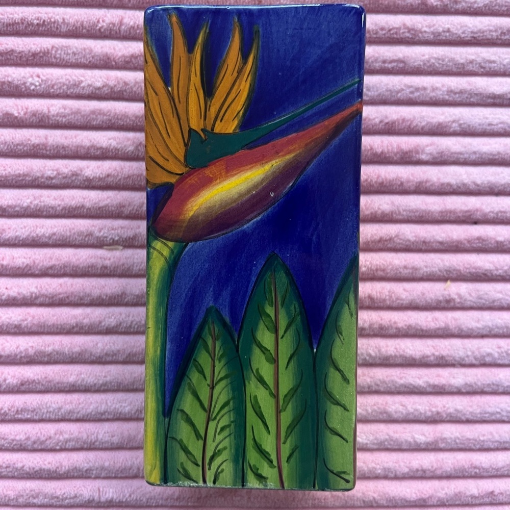 Birds of Paradise hand painted small vase